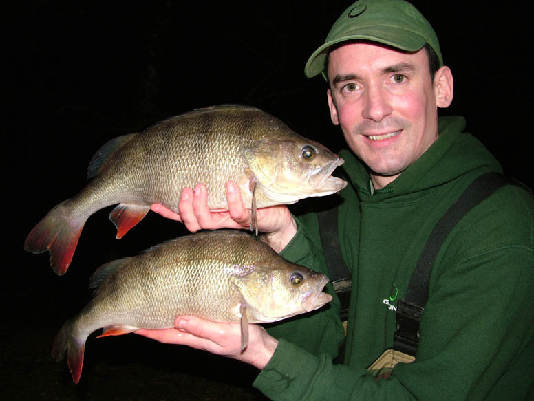 A brace of 2lb+ perch taken in quick succession after dark.