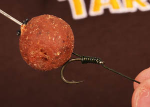 Tie a simple knotless knot using a size 10 Target Specimen hook. Alan prefers a short hair when using this rig.