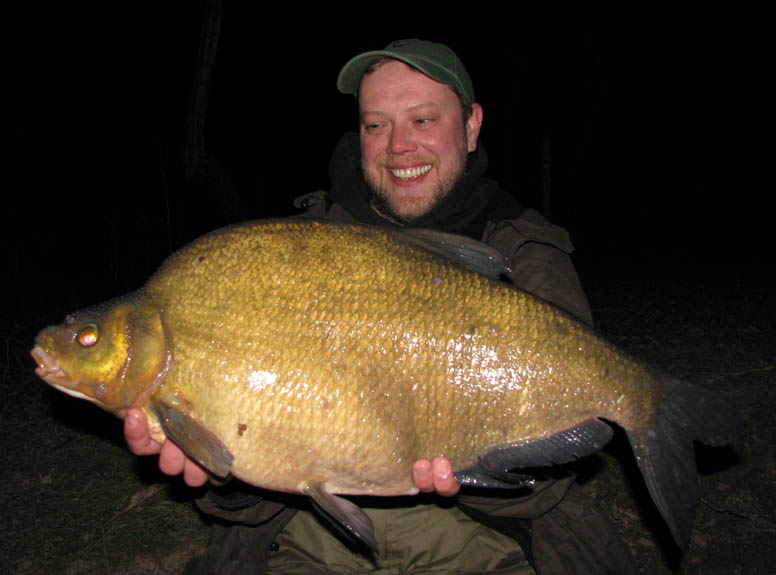 Sam with a monster bream caught using the mohawk rig.