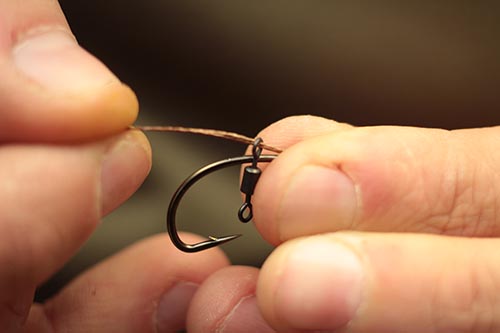 Step 2. Double over the hooklink and thread through the hook eye.
