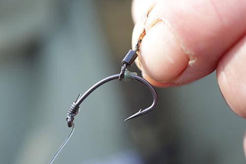 Step 3. Mount a Gardner Size 20 Covert Swivel and a Covert Hook Stop.