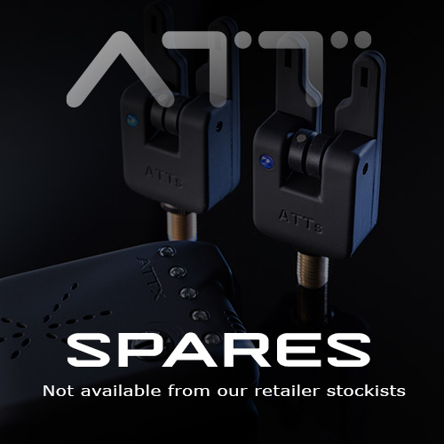 Two black ATT Spares electronic components are shown on a dark background, with text stating: “SPARES - Not available from our retailer stockists.” Stylised graphics appear above the components.