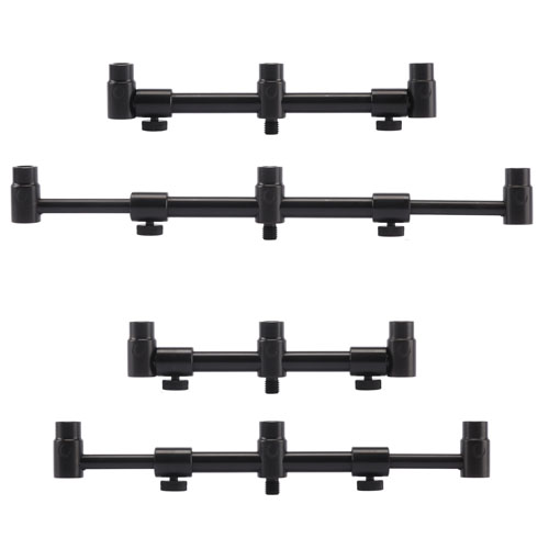 Three Black Shadow Adjustable Buzzer Bars are shown on a white background, aligned vertically. Each bar features multiple adjustment knobs and attachment points for customisable setup.